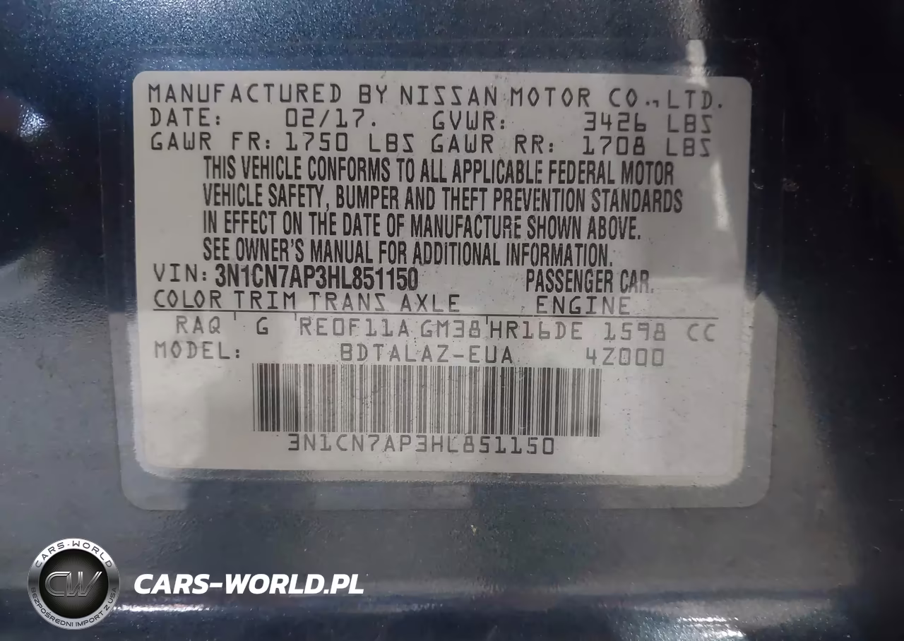2017 Nissan Versa 1.6 S+ VIN:3N1CN7AP3HL851150 - 9