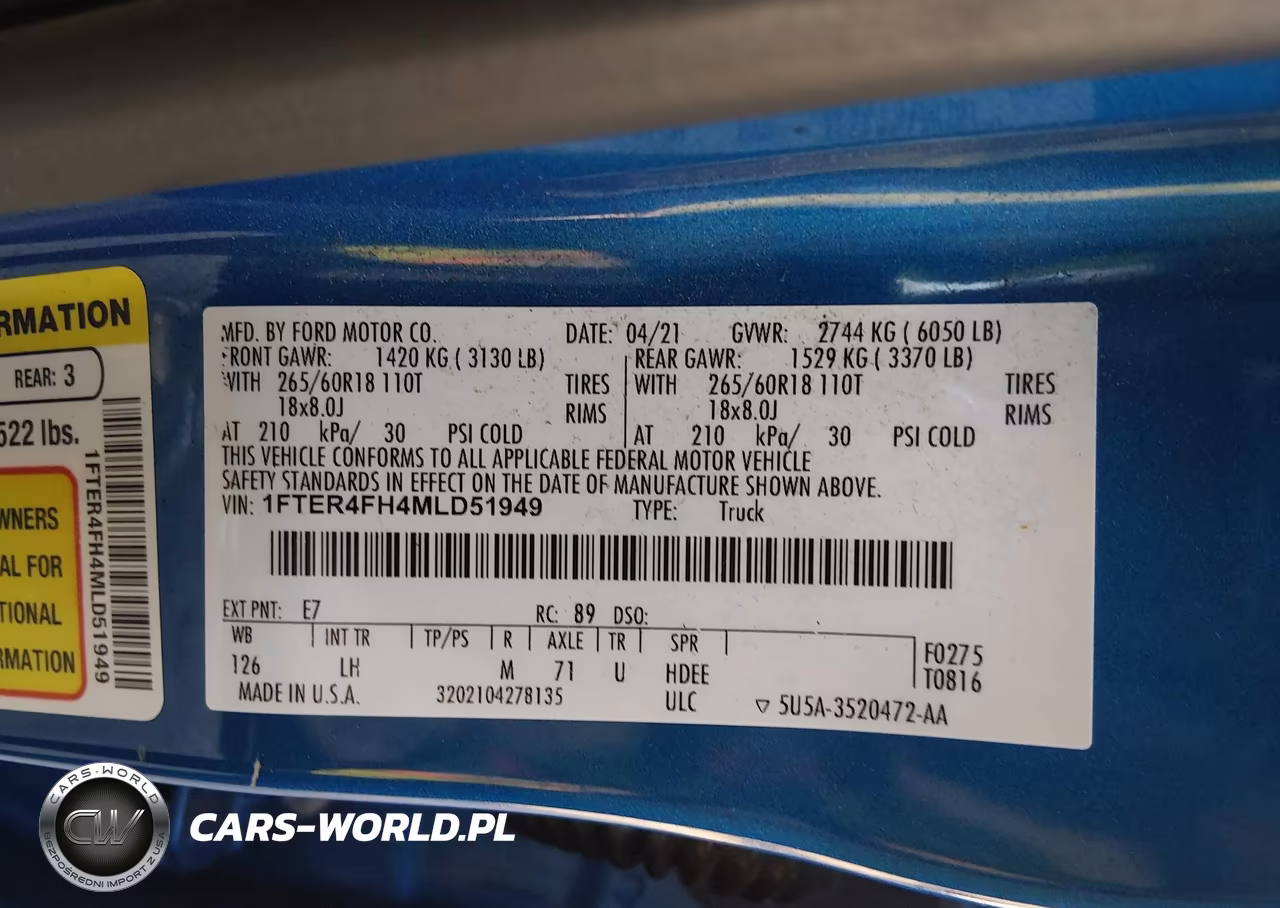 2021 Ford Ranger Xl VIN:1FTER4FH4MLD51949 - 9
