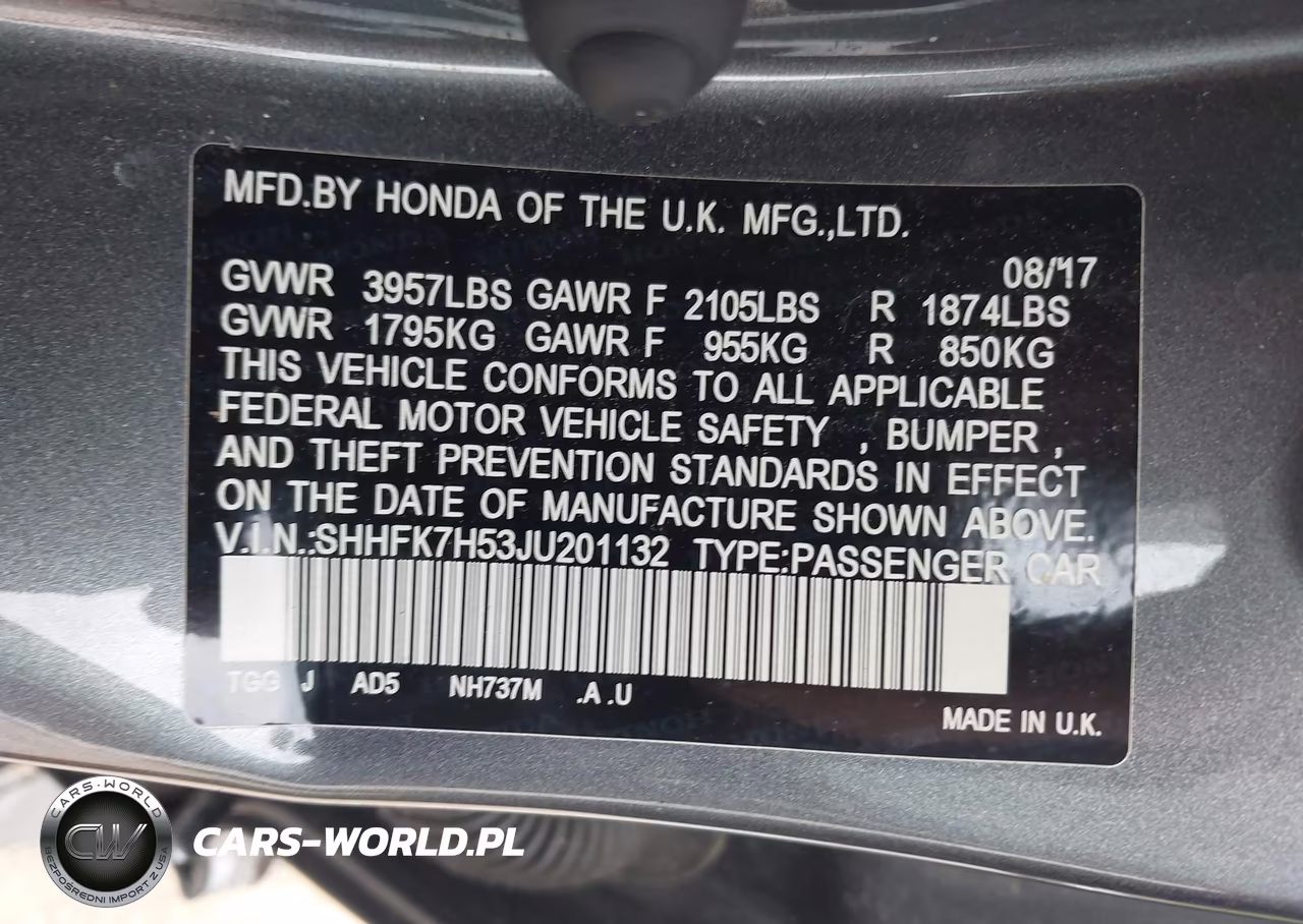 2018 Honda Civic Ex VIN:SHHFK7H53JU201132 - 9