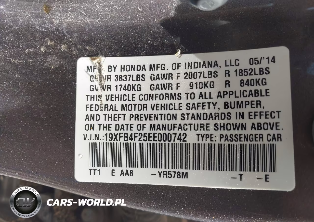 2014 Honda Civic Hybrid VIN:19XFB4F25EE000742 - 9