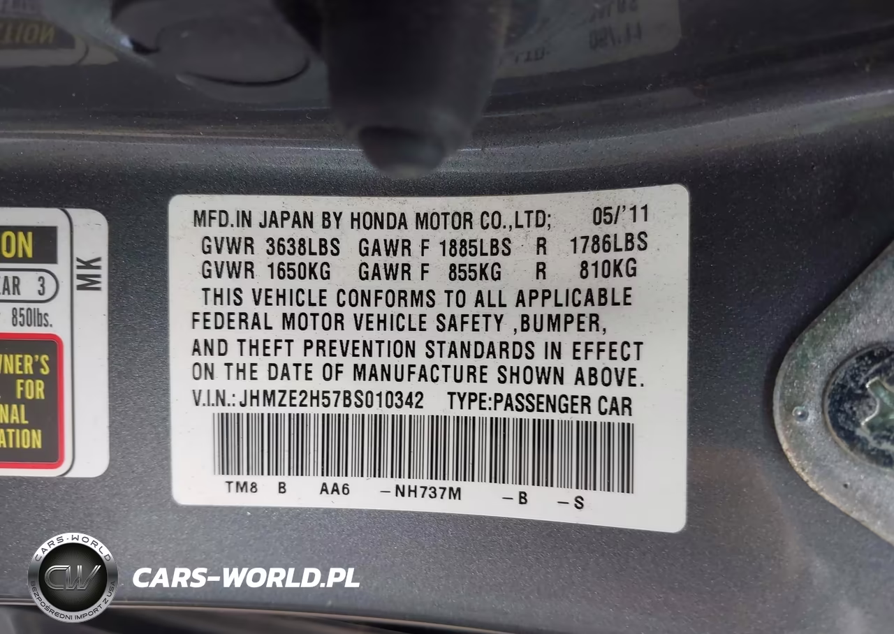 2011 Honda Insight Lx VIN:JHMZE2H57BS010342 - 9
