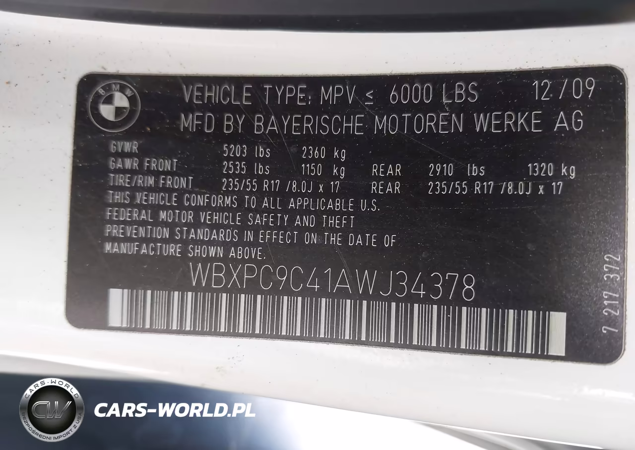 2010 BMW X3 xDrive30I VIN:WBXPC9C41AWJ34378 - 9