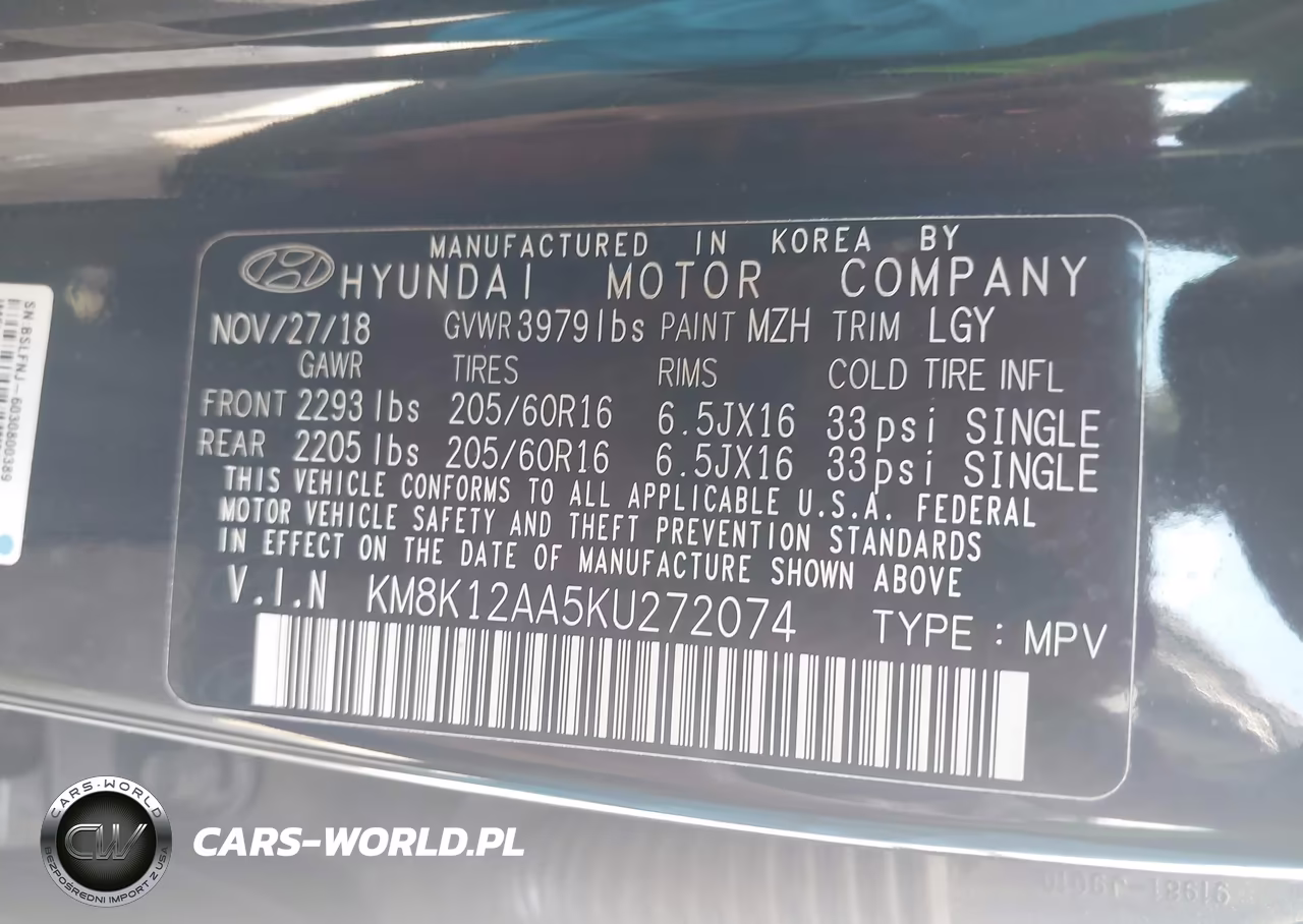 2019 Hyundai Kona Se VIN:KM8K12AA5KU272074 - 9