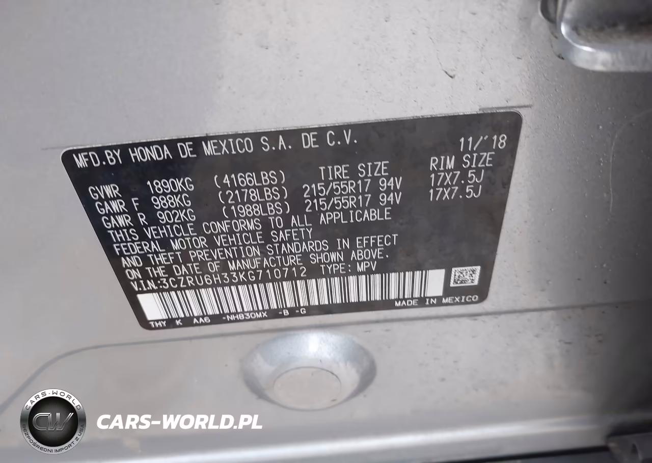 2019 Honda Hr-V Lx VIN:3CZRU6H33KG710712 - 9