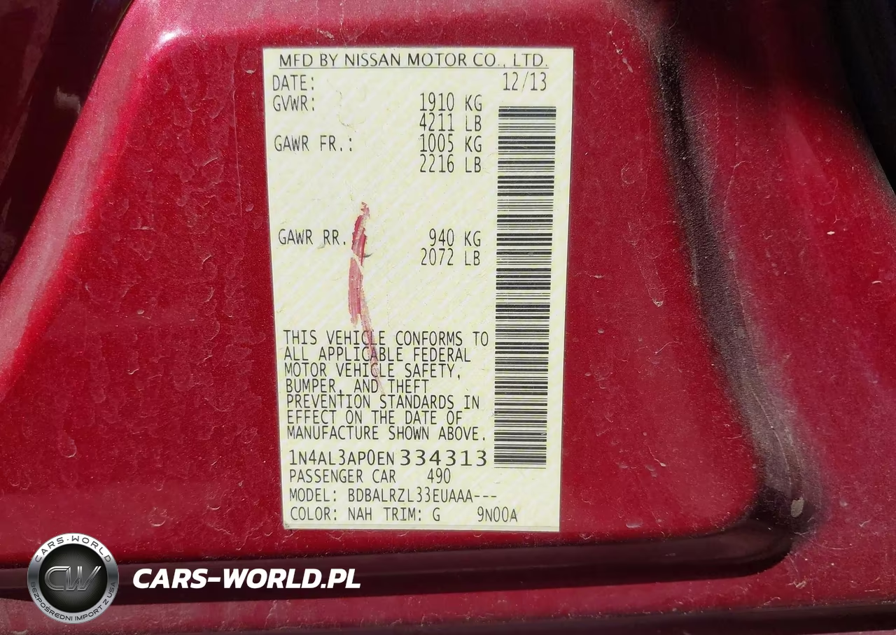 2014 Nissan Altima 2.5-2.5 S-2.5 Sl-2.5 Sv VIN:1N4AL3AP0EN334313 - 9