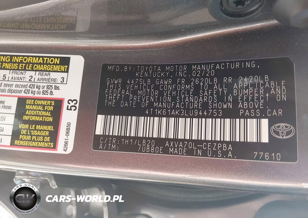 2020 Toyota Camry Xse VIN:4T1K61AK3LU944753 - 9