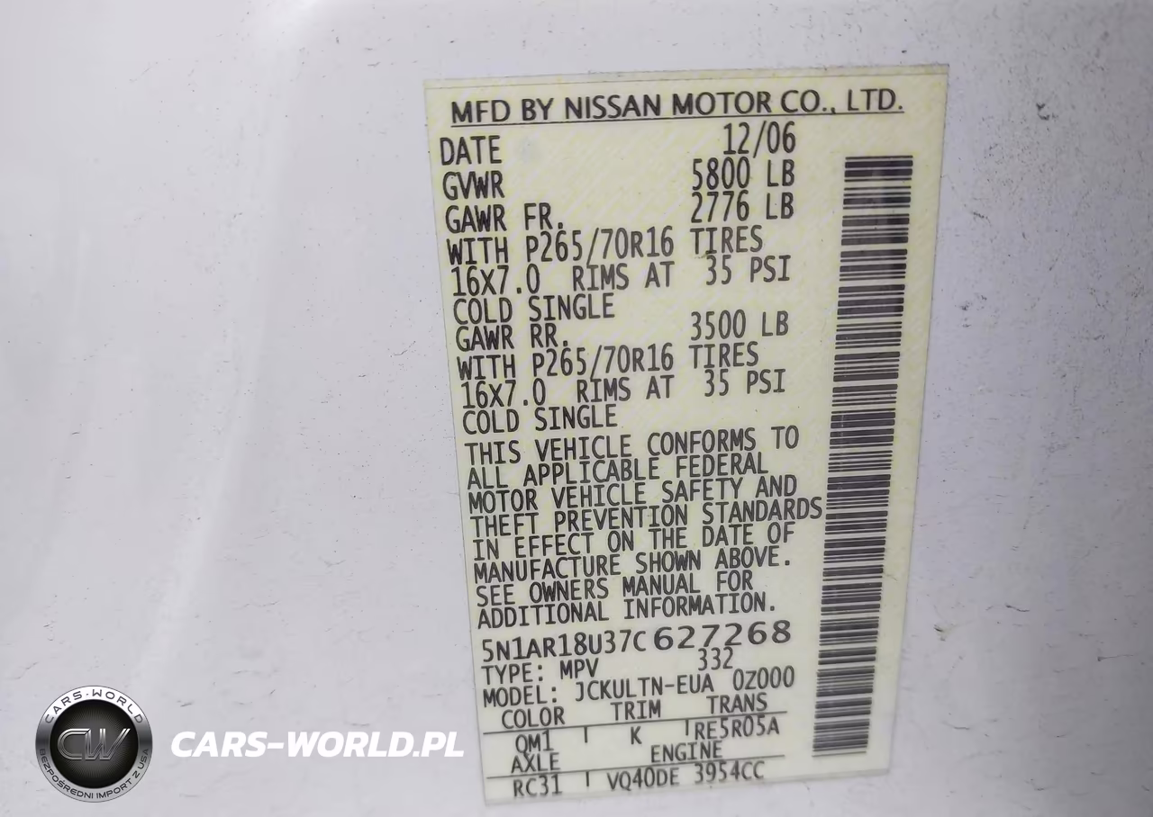 2007 Nissan Pathfinder Se VIN:5N1AR18U37C627268 - 9