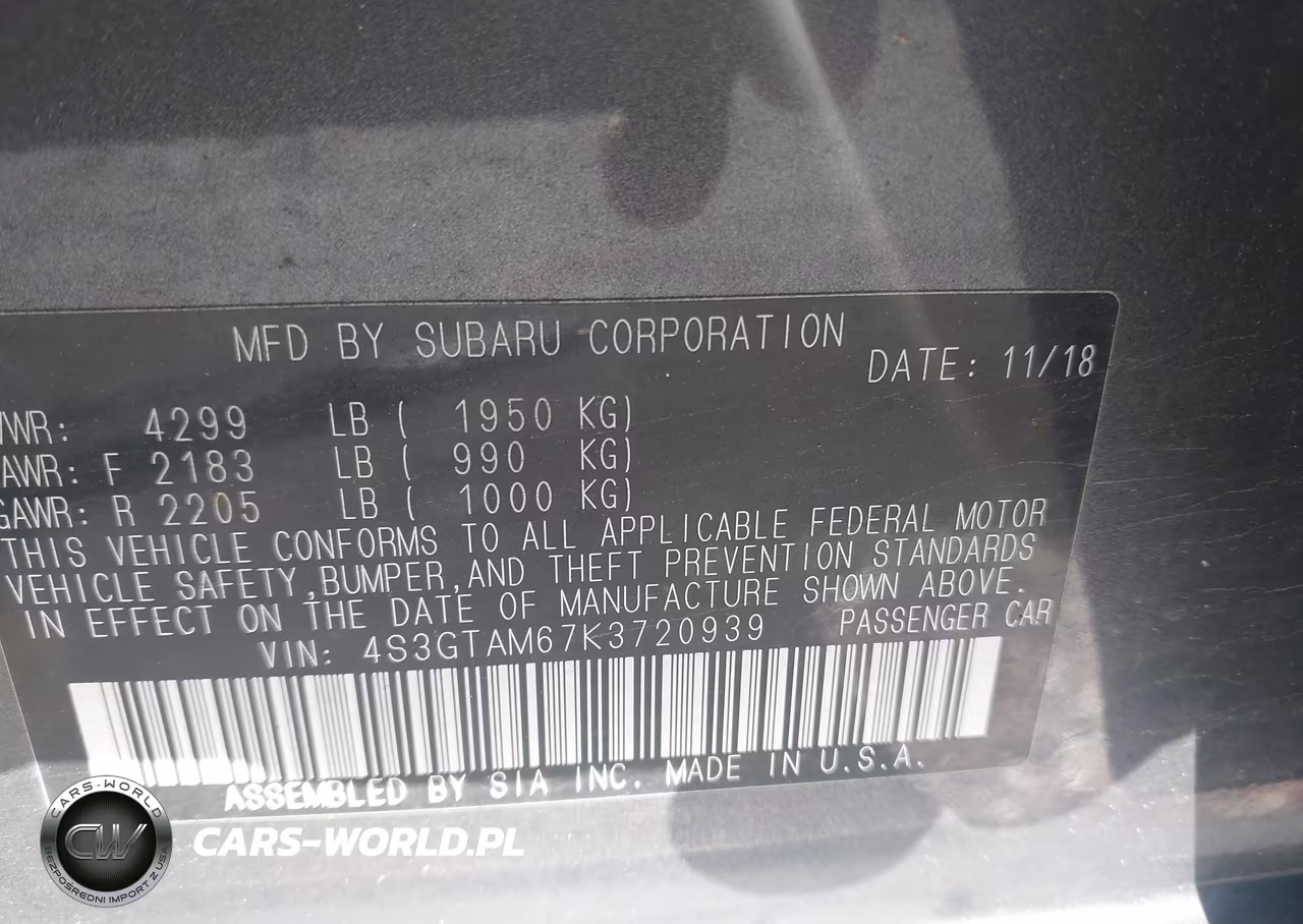 2019 Subaru Impreza 2.0I Sport VIN:4S3GTAM67K3720939 - 9