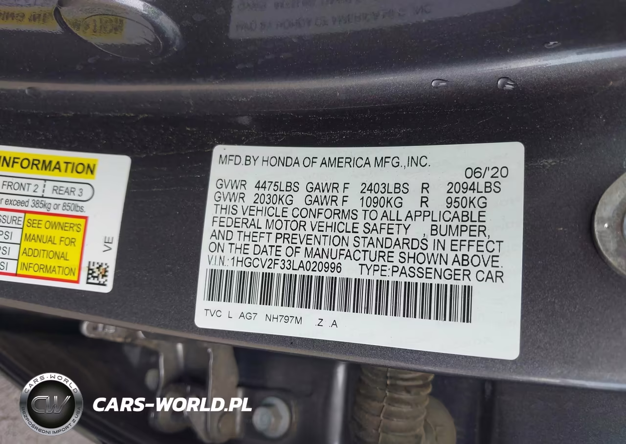 2020 Honda Accord Sport 2.0T VIN:1HGCV2F33LA020996 - 9