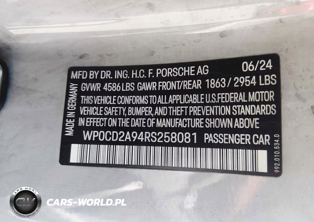 2024 Porsche 911 VIN:WP0CD2A94RS258081 - 9