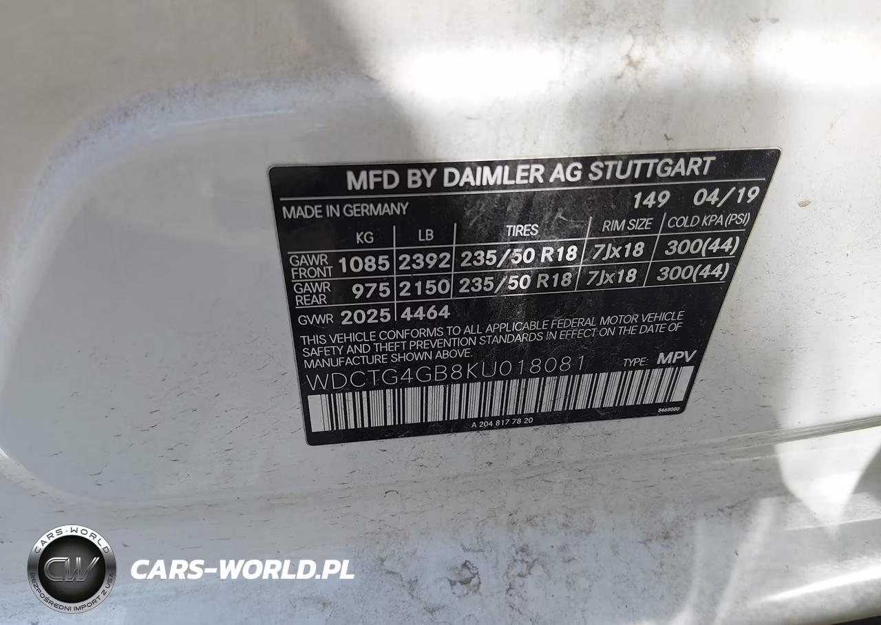 2019 Mercedes-Benz Gla 250 4Matic VIN:WDCTG4GB8KU018081 - 9