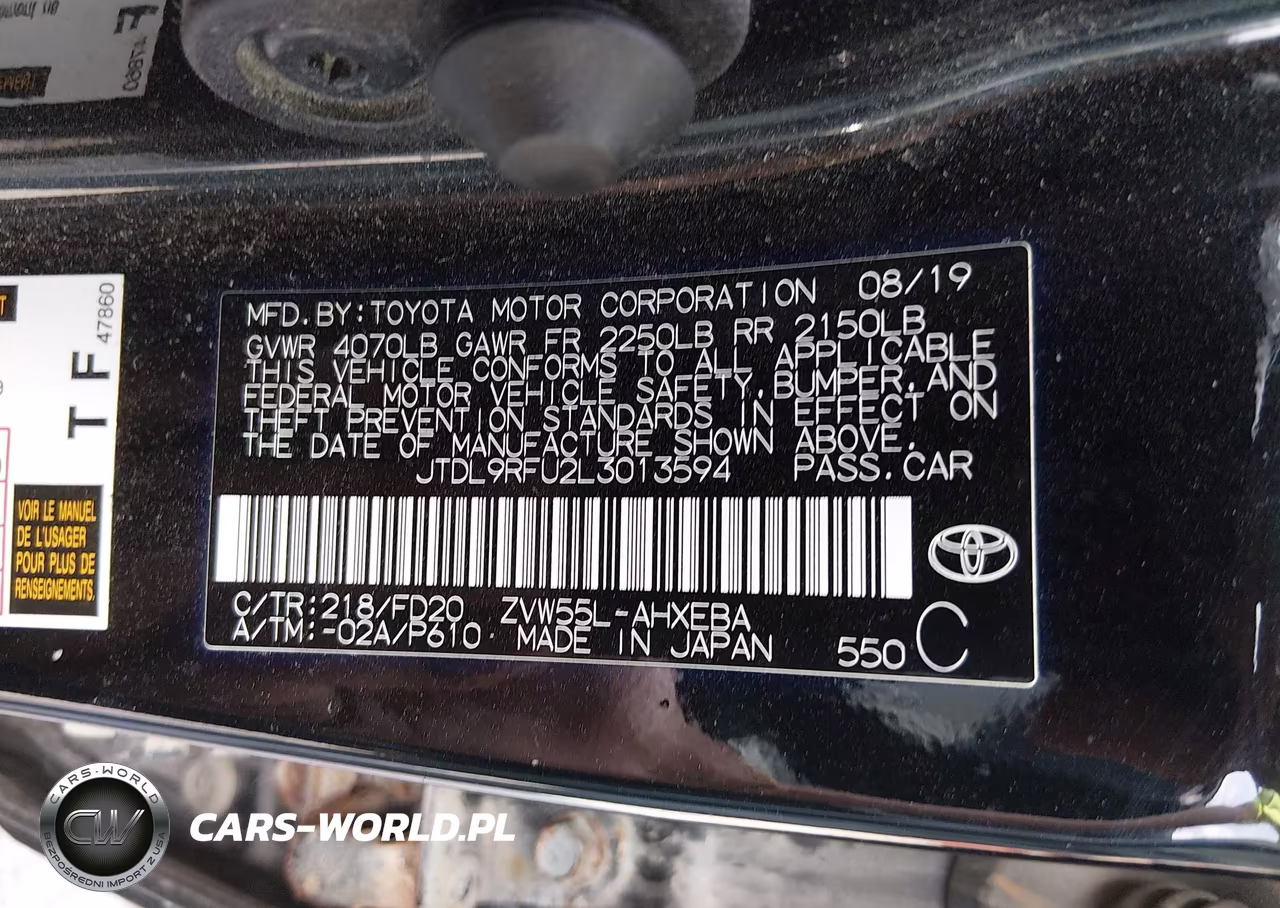 2020 Toyota Prius Le Awd-E VIN:JTDL9RFU2L3013594 - 9