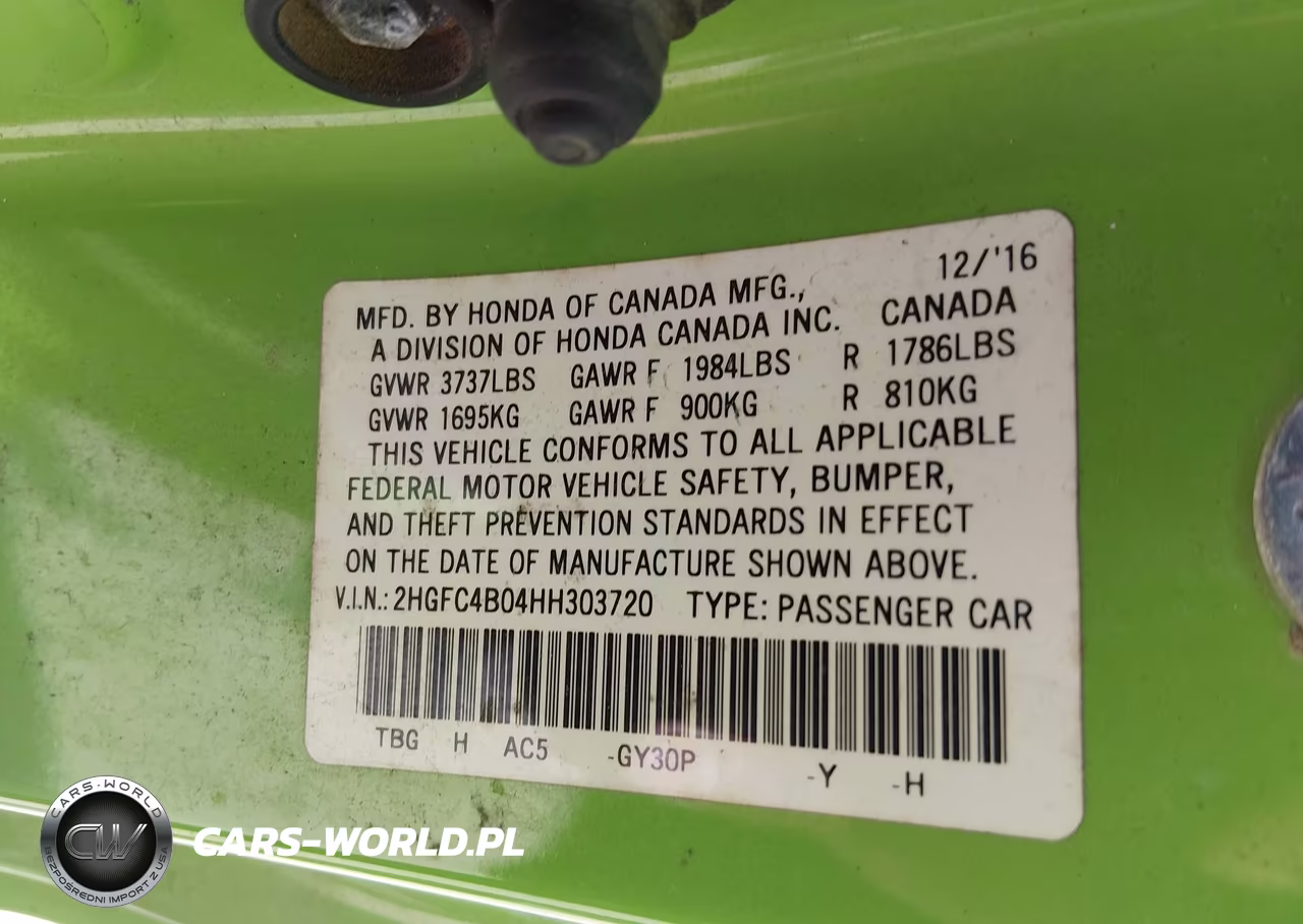 2017 Honda Civic Lx-P VIN:2HGFC4B04HH303720 - 9