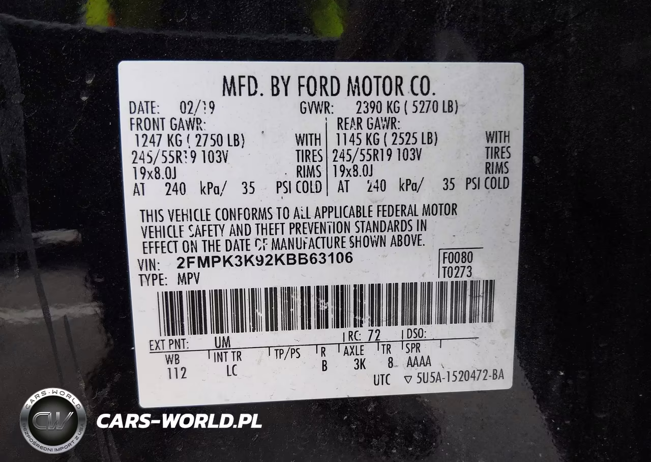 2019 Ford Edge Titanium VIN:2FMPK3K92KBB63106 - 9