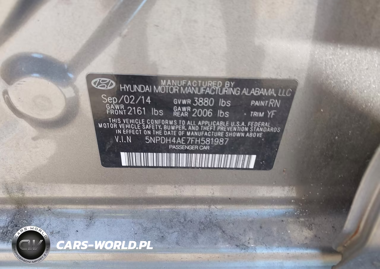 2015 Hyundai Elantra Se VIN:5NPDH4AE7FH581987 - 9