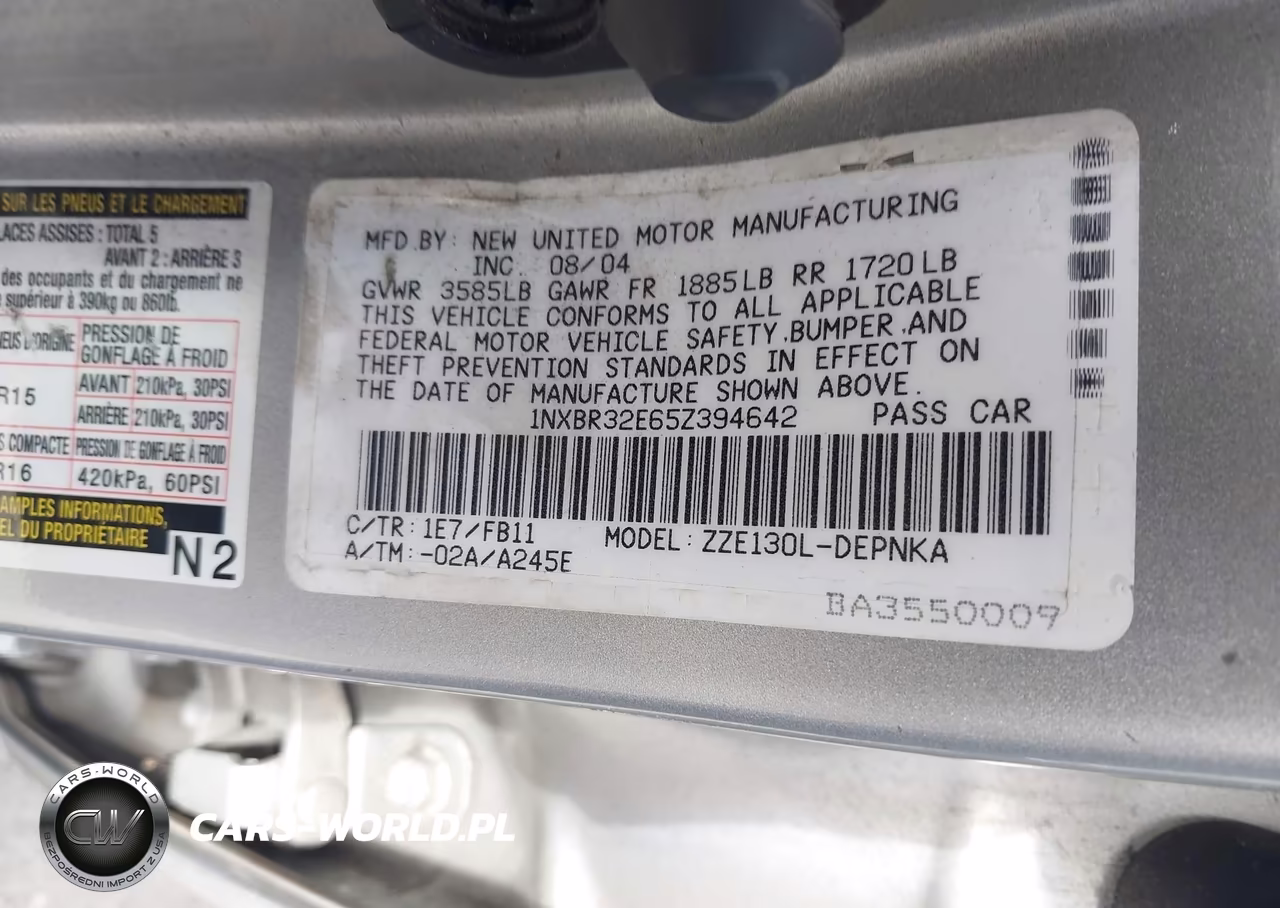 2005 Toyota Corolla Le VIN:1NXBR32E65Z394642 - 9