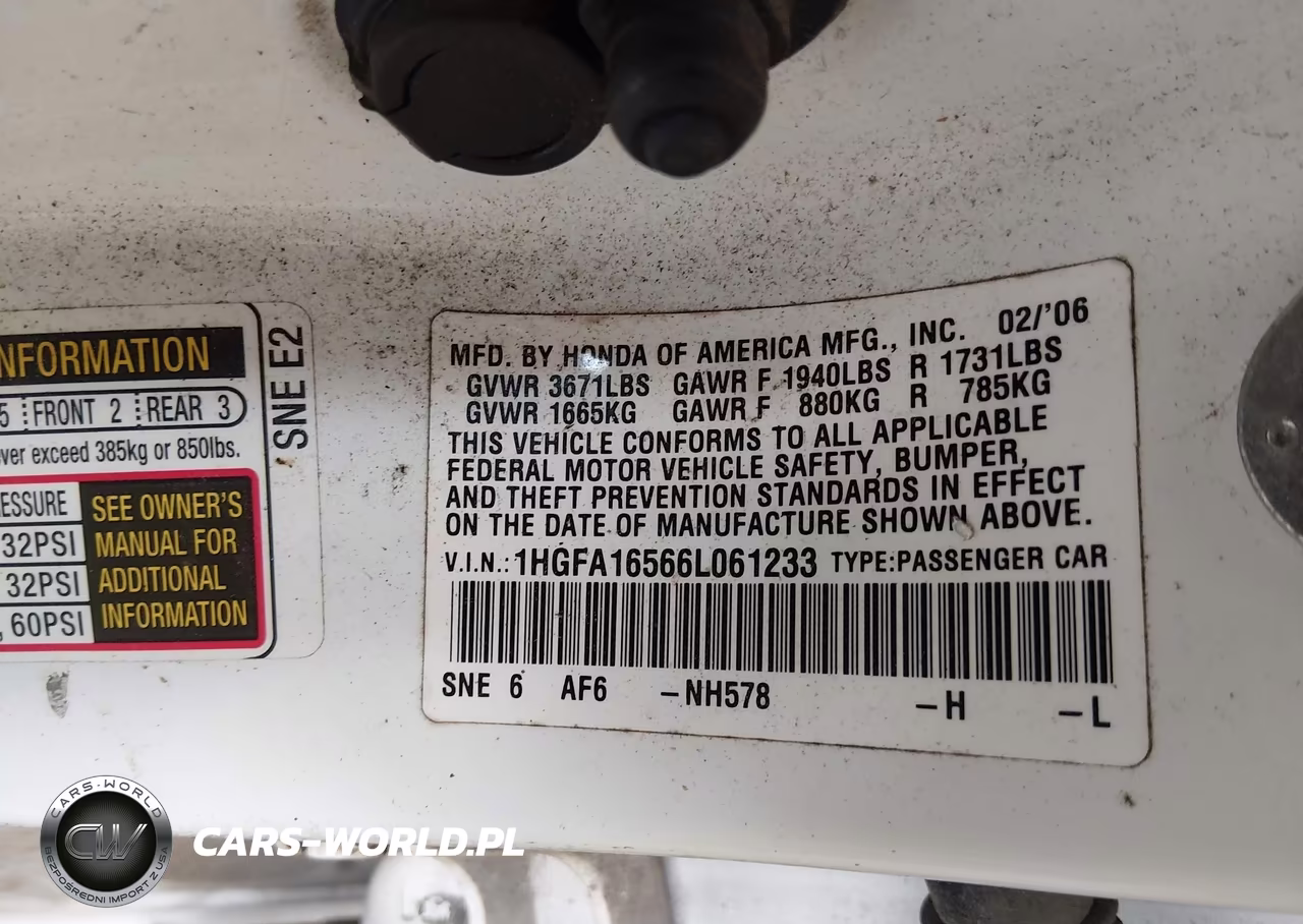 2006 Honda Civic Lx VIN:1HGFA16566L061233 - 9