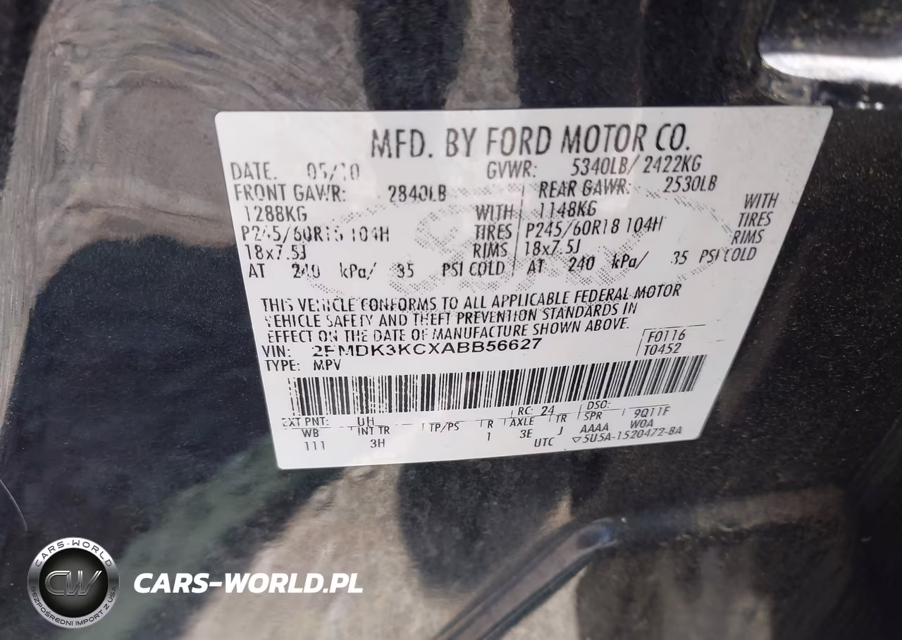 2010 Ford Edge Limited VIN:2FMDK3KCXABB56627 - 9