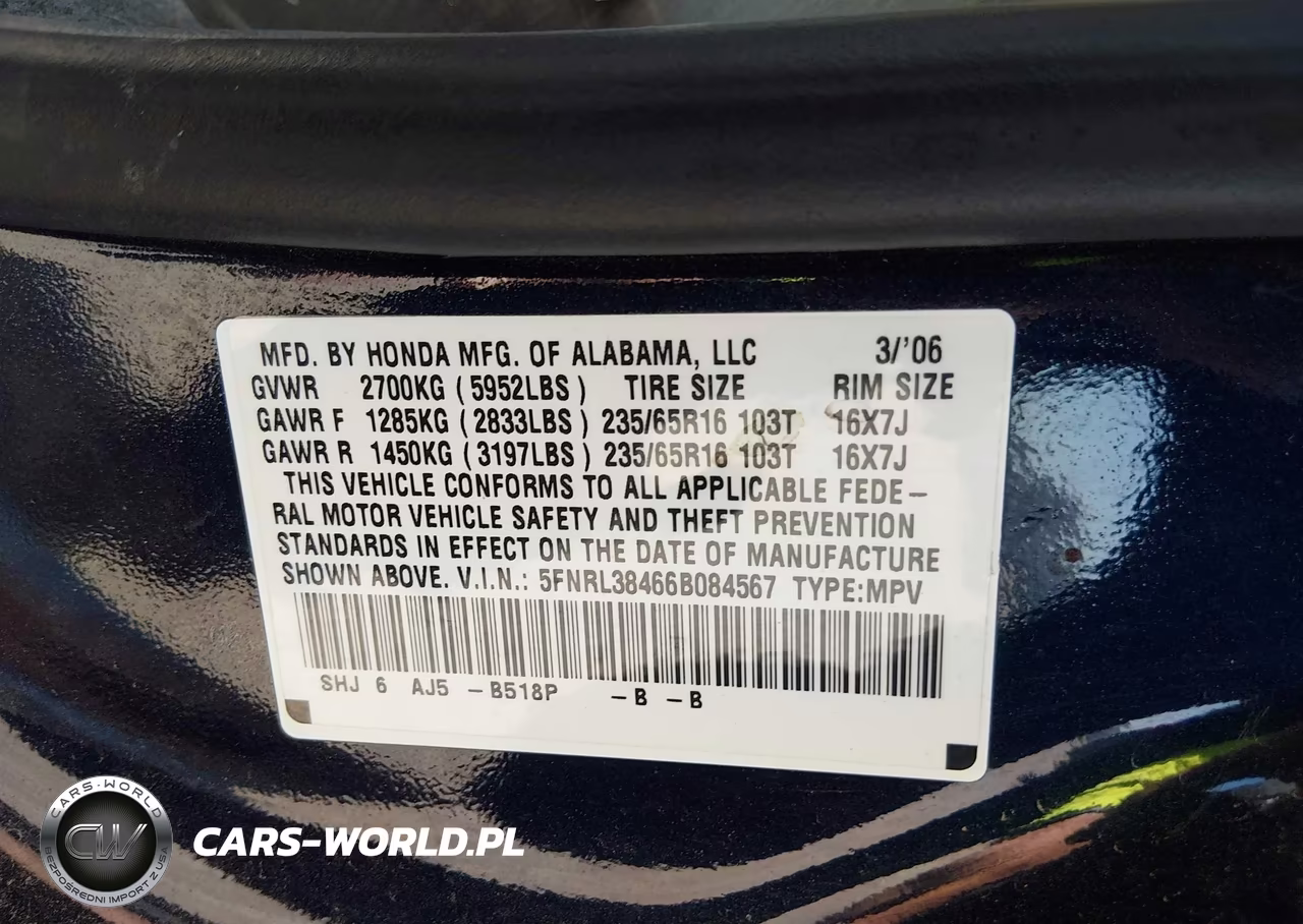 2006 Honda Odyssey Ex VIN:5FNRL38466B084567 - 9