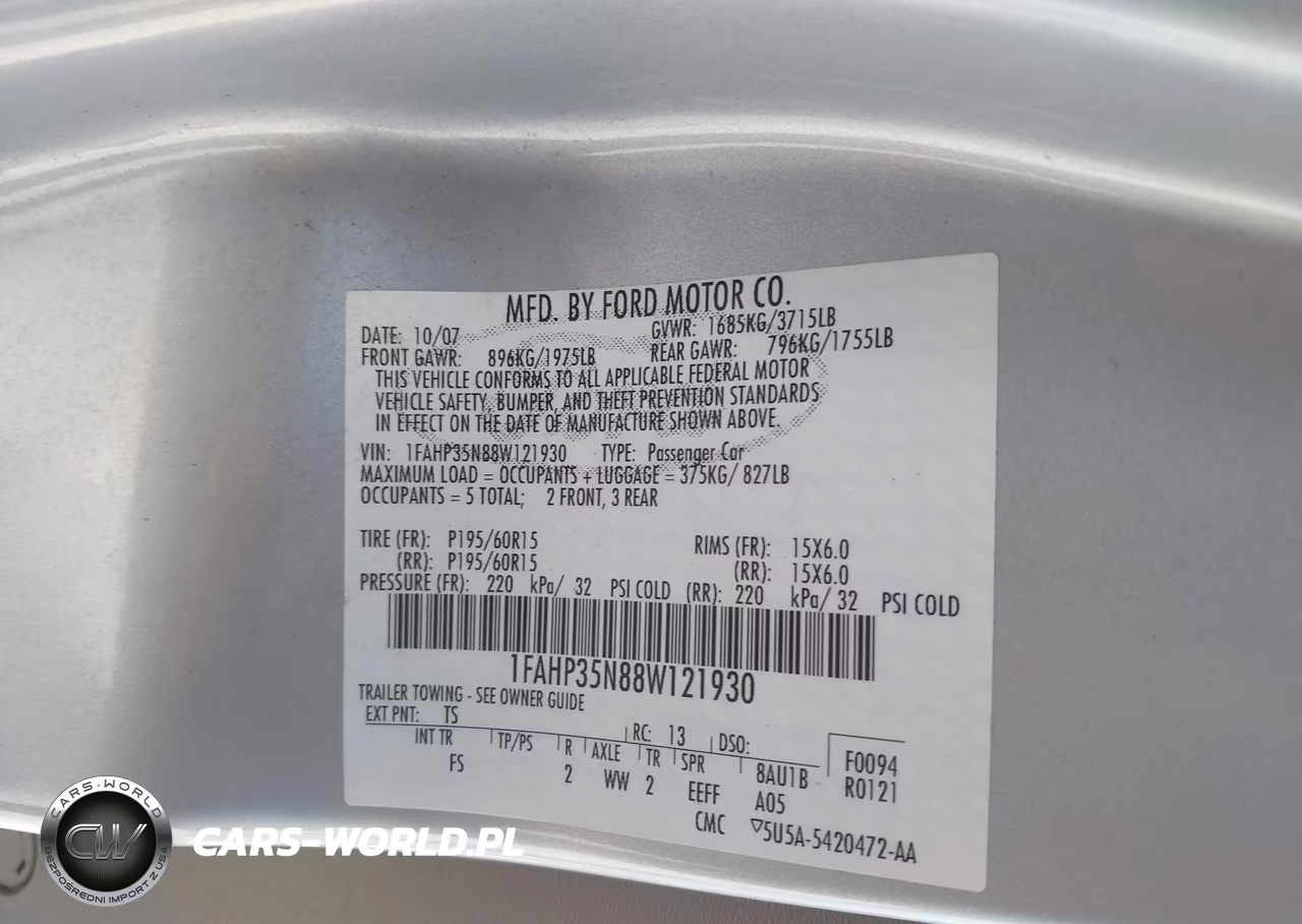2008 Ford Focus Se-Ses VIN:1FAHP35N88W121930 - 9