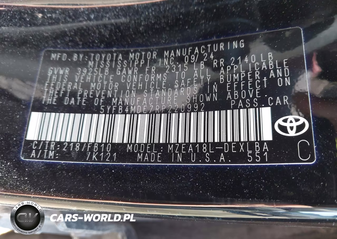 2024 Toyota Corolla Le VIN:5YFB4MDE7RP220992 - 9