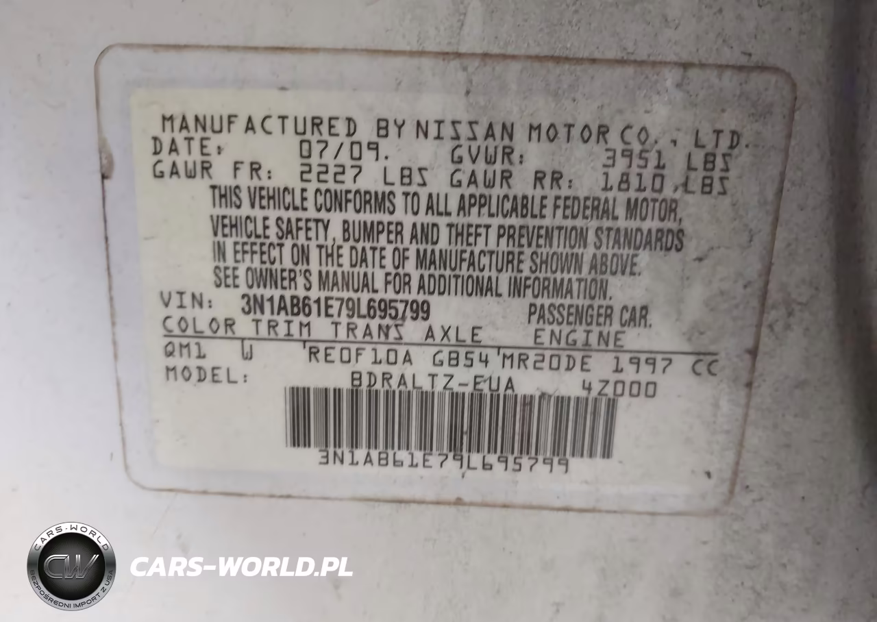 2009 Nissan Sentra 2.0Sr VIN:3N1AB61E79L695799 - 9