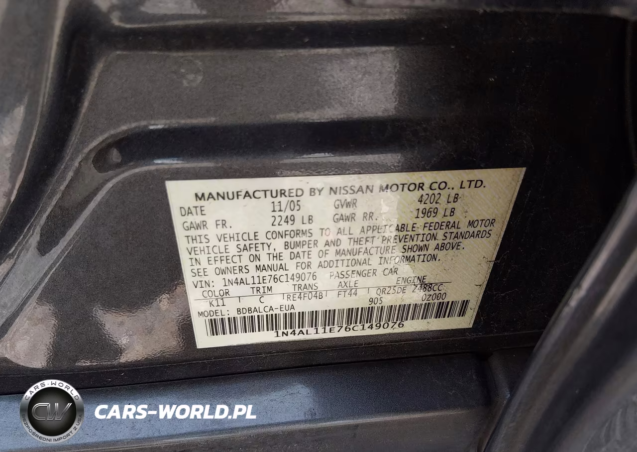 2006 Nissan Altima 2.5 S VIN:1N4AL11E76C149076 - 9
