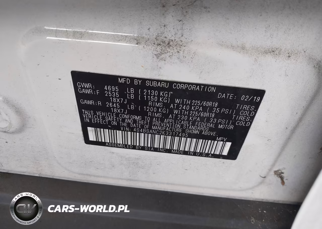 2019 Subaru Outback 2.5I Limited VIN:4S4BSANC2K3317495 - 9