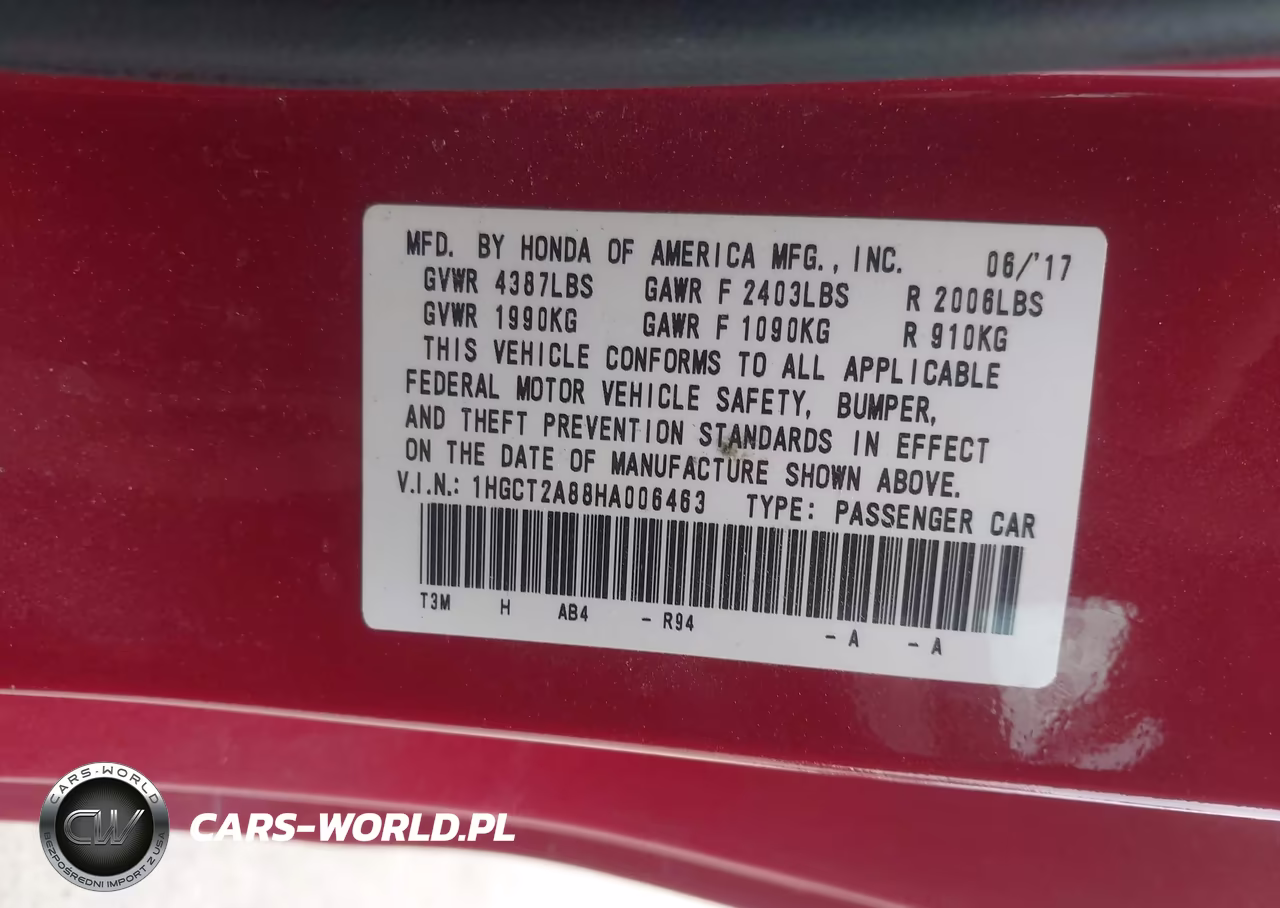 2017 Honda Accord Ex-L V6 VIN:1HGCT2A88HA006463 - 9