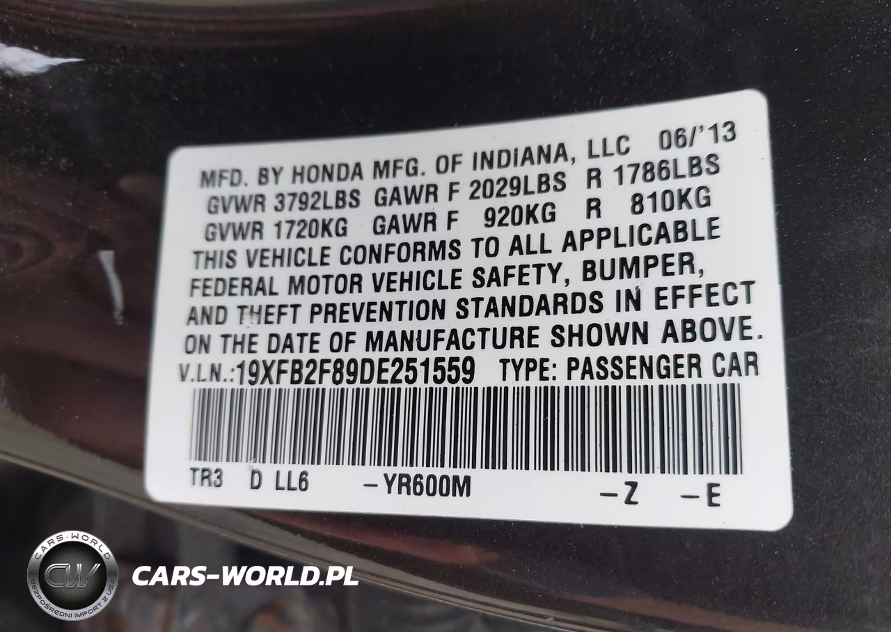 2013 Honda Civic Ex VIN:19XFB2F89DE251559 - 9