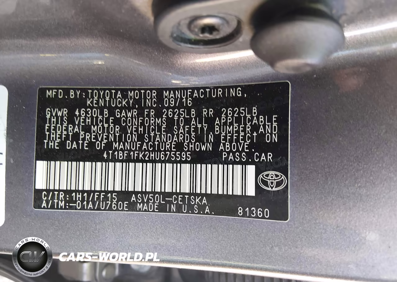 2017 Toyota Camry Se VIN:4T1BF1FK2HU675595 - 9