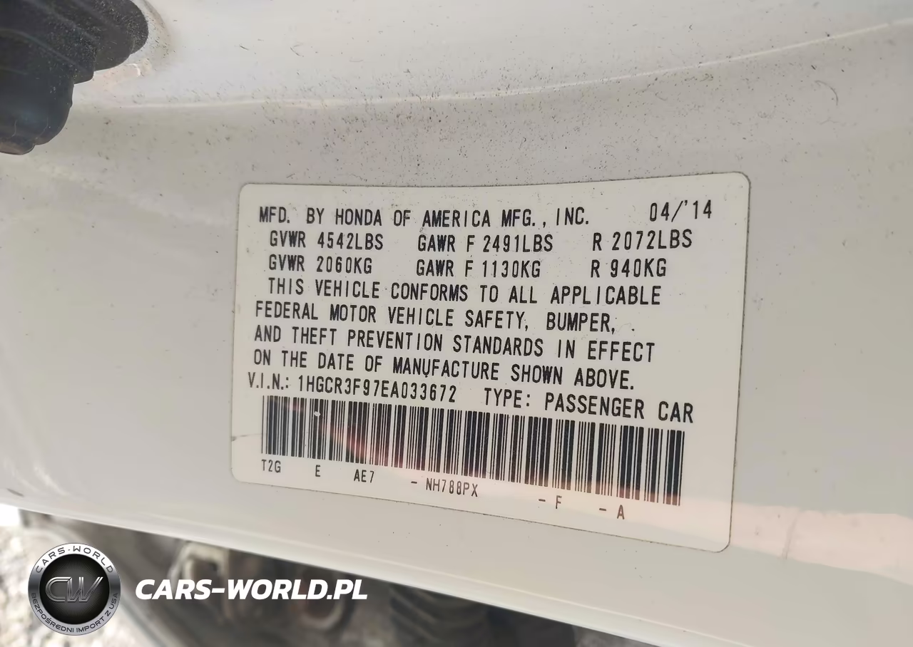 2014 Honda Accord Touring VIN:1HGCR3F97EA033672 - 9