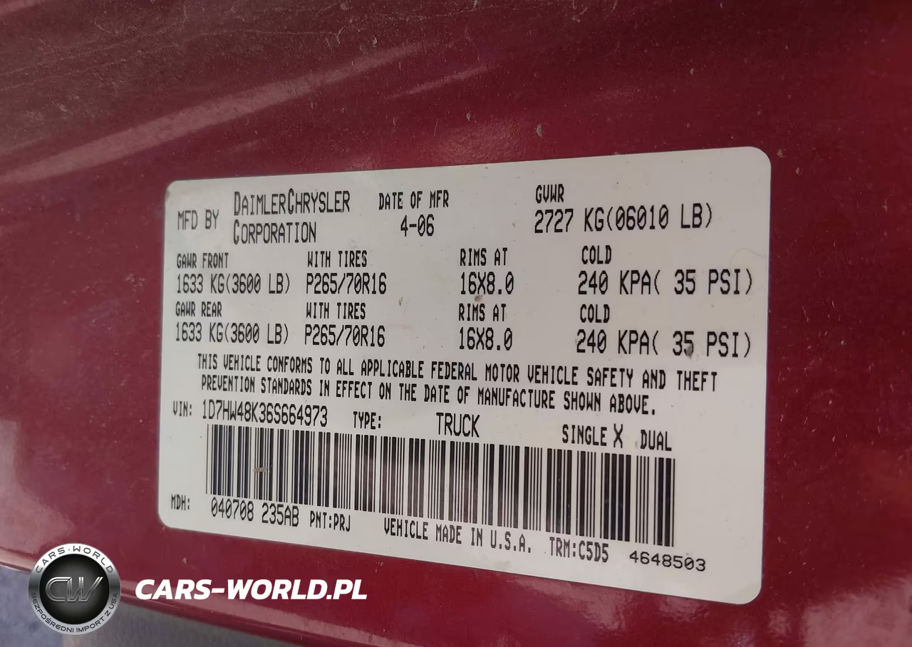 2006 Dodge Dakota Slt VIN:1D7HW48K36S664973 - 9