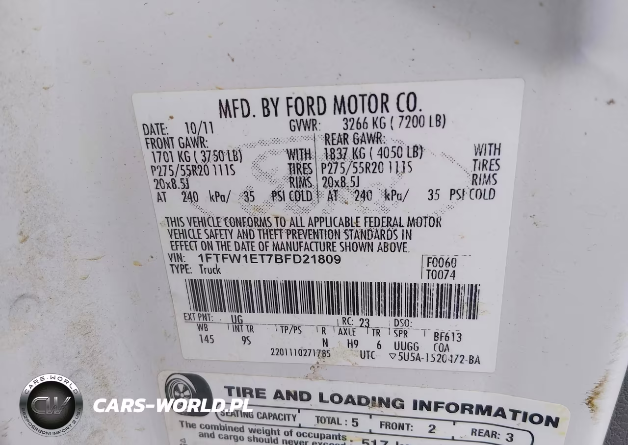 2011 Ford F-150 Platinum VIN:1FTFW1ET7BFD21809 - 9