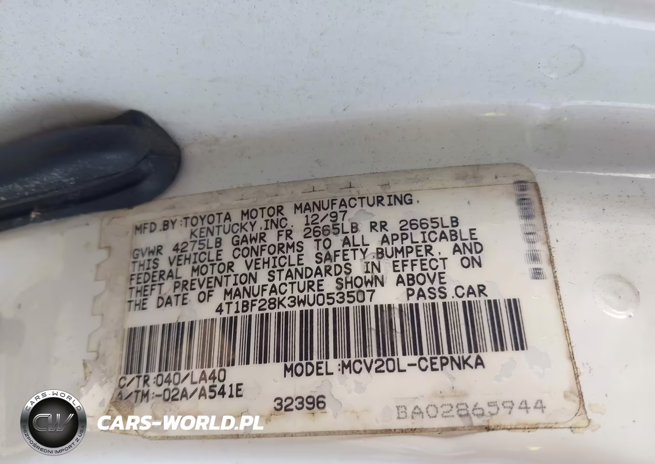 1998 Toyota Camry Le V6 VIN:4T1BF28K3WU053507 - 9