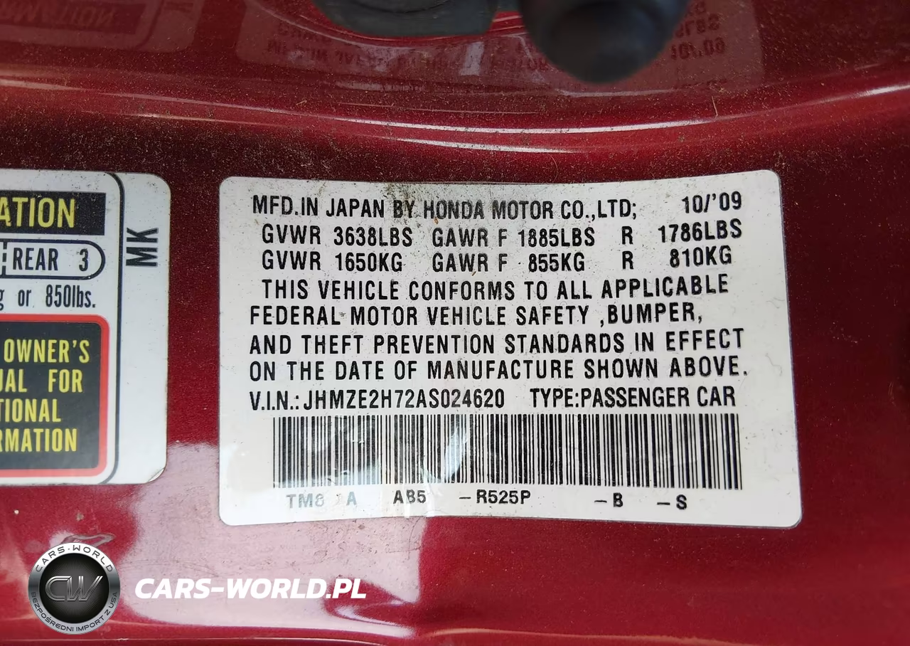 2010 Honda Insight Ex VIN:JHMZE2H72AS024620 - 9