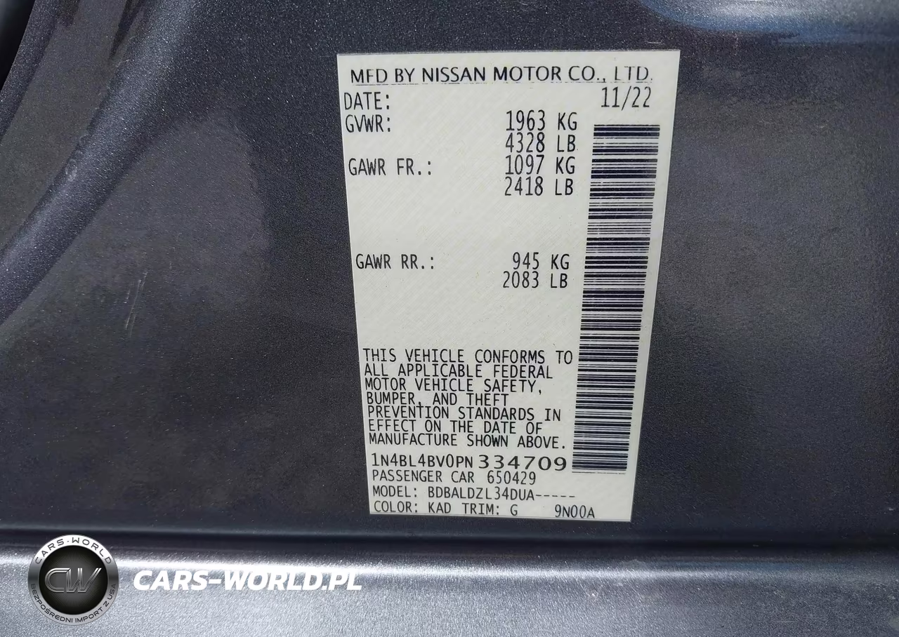 2023 Nissan Altima S VIN:1N4BL4BV0PN334709 - 9