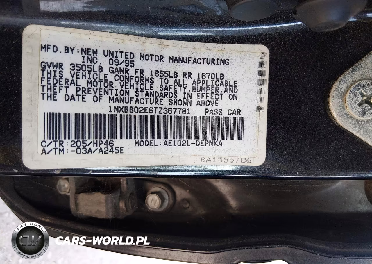 1996 Toyota Corolla Dx VIN:1NXBB02E6TZ367781 - 9