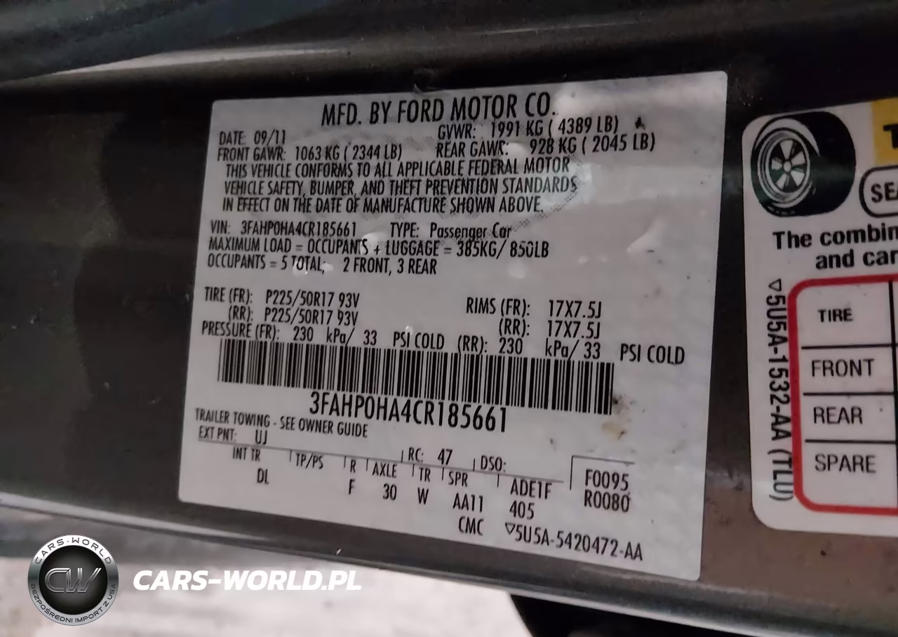 2012 Ford Fusion Se VIN:3FAHP0HA4CR185661 - 9