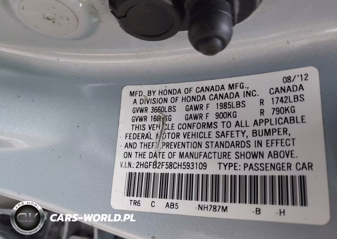 2012 Honda Civic Lx VIN:2HGFB2F58CH593109 - 9