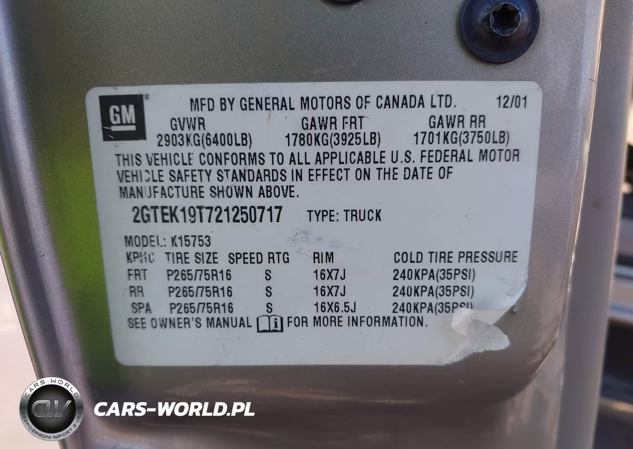 2002 GMC Sierra 1500 Sle VIN:2GTEK19T721250717 - 9