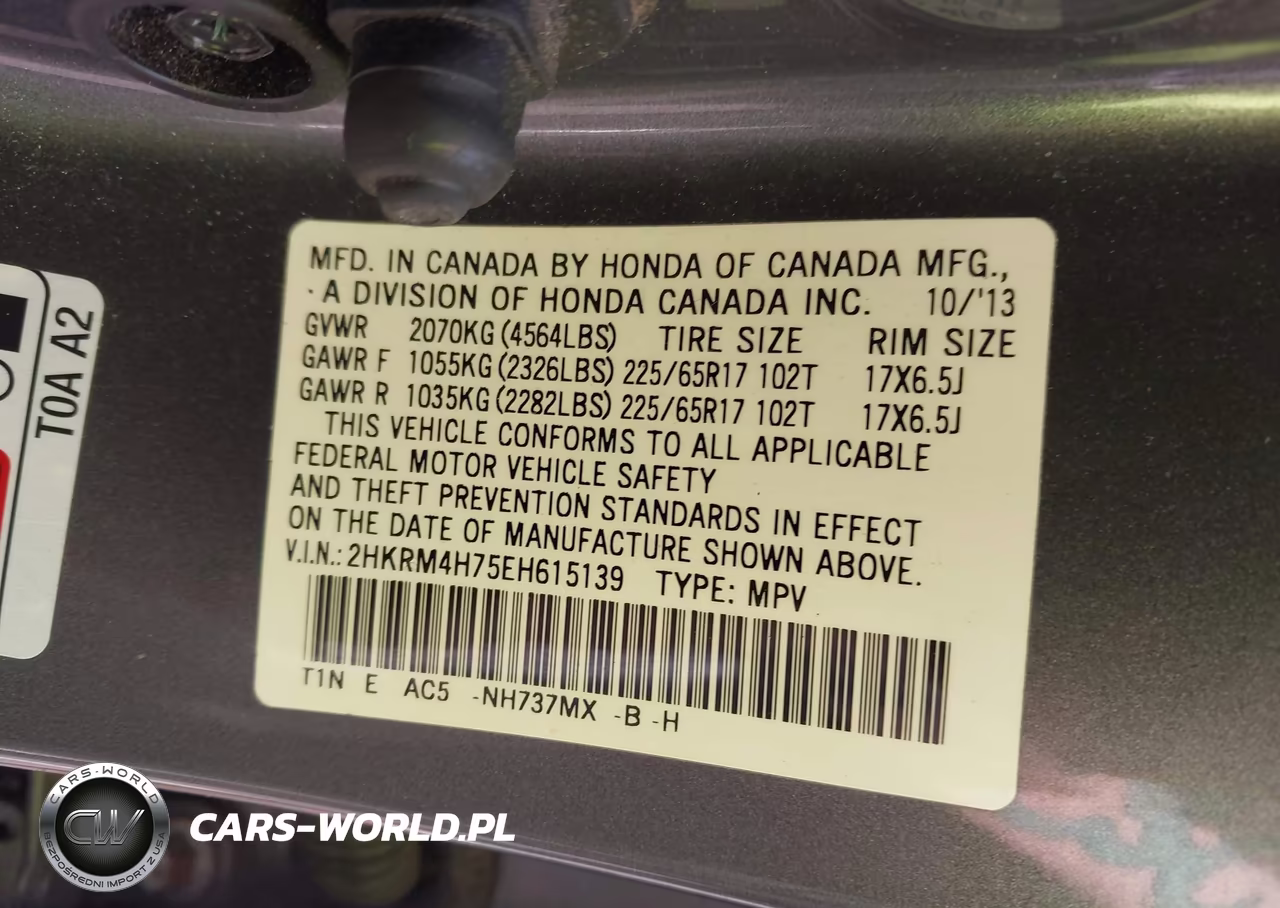 2014 Honda Cr-V Ex-L VIN:2HKRM4H75EH615139 - 9