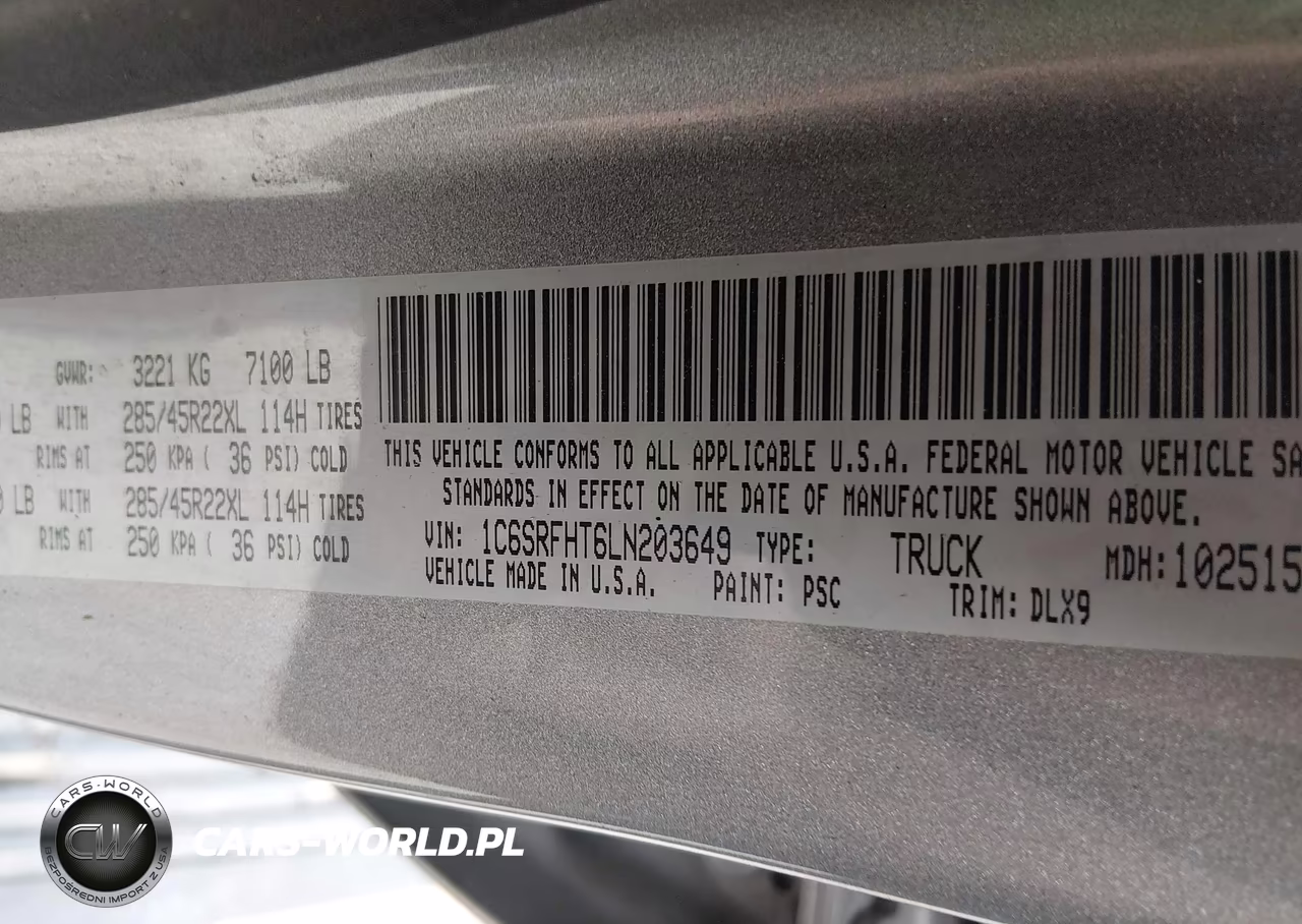2020 Ram 1500 Limited 4X4 5'7 Box VIN:1C6SRFHT6LN203649 - 9