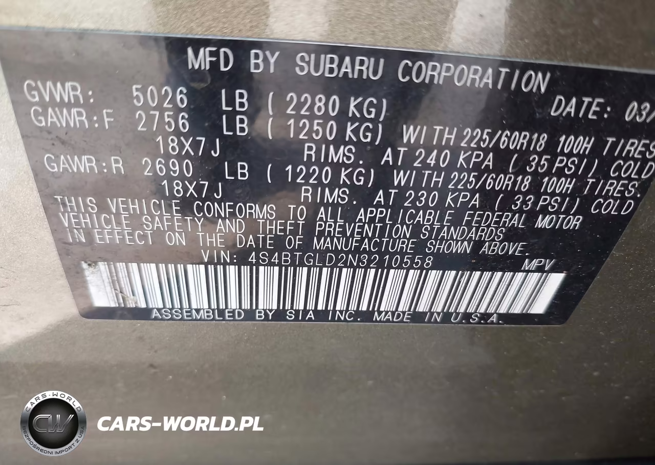 2022 Subaru Outback Onyx Edition Xt VIN:4S4BTGLD2N3210558 - 9