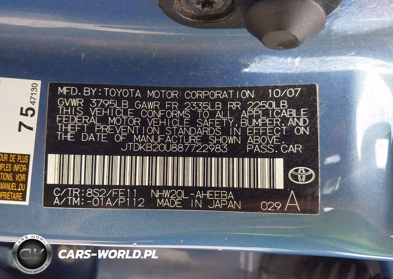 2008 Toyota Prius VIN:JTDKB20U887722983 - 9