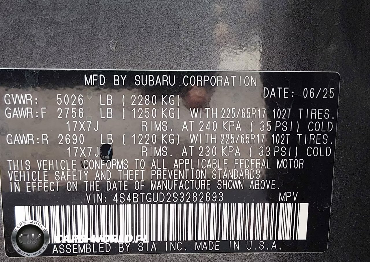 2025 Subaru Outback Wilderness VIN:4S4BTGUD2S3282693 - 9