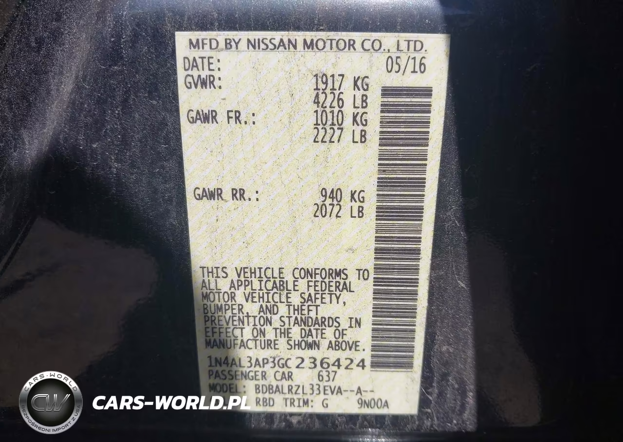 2016 Nissan Altima 2.5 Sl VIN:1N4AL3AP3GC236424 - 9