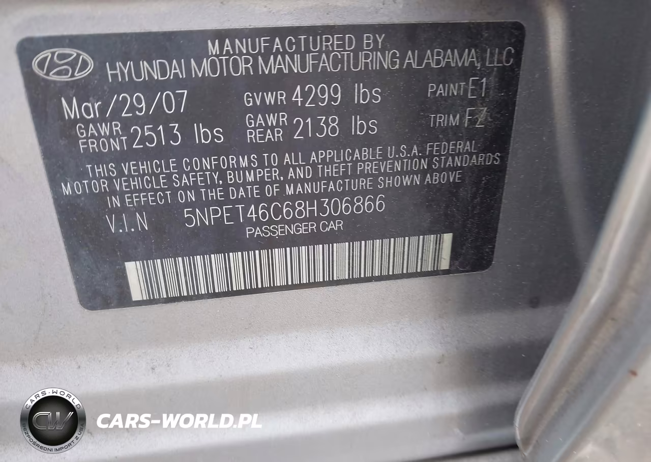 2008 Hyundai Sonata Gls VIN:5NPET46C68H306866 - 9