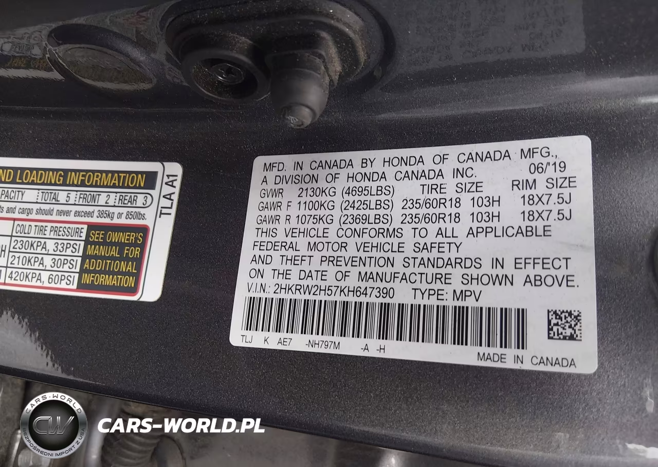 2019 Honda Cr-V Ex VIN:2HKRW2H57KH647390 - 9