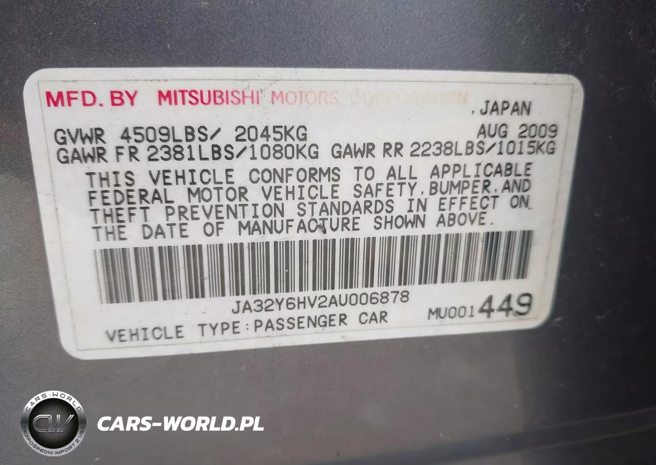 2010 Mitsubishi Lancer Sportback Ralliart VIN:JA32Y6HV2AU006878 - 9